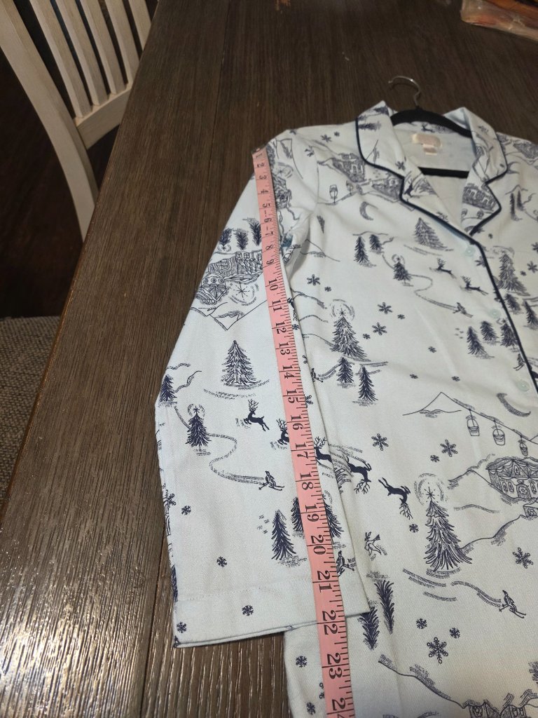 Nordstrom Rack Christmas Print Nightshirt Nwt Blue Xxs Long Sleeve Button Up — image 5 of 8